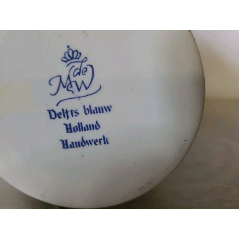 3 Piece Lot Handpainted Delft Blue Pottery Vase Bowl Pitcher Windmill Holland